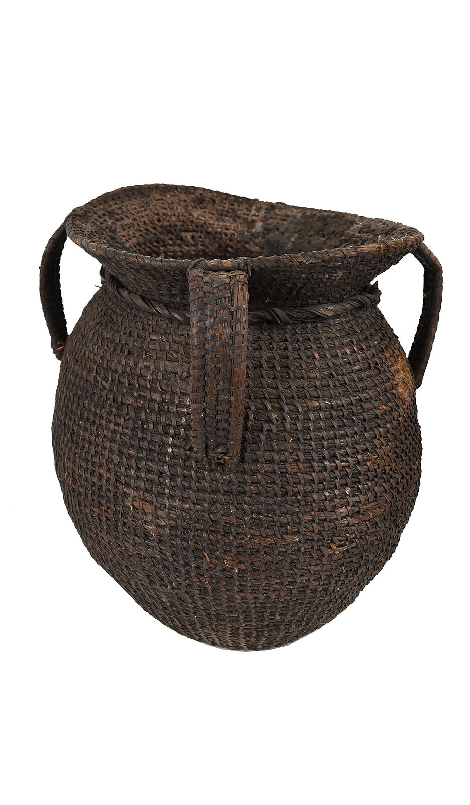 Bamileke Lidded Honey Basket Handwoven Cameroon African Art